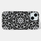白黒(紋章の)フラ・ダ・リ花柄 Case-Mate iPhoneケース (裏面 (横))