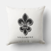 白黒（紋章の）フラ・ダ・リ クッション (裏面)
