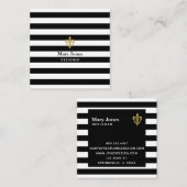 白黒（紋章の）フラ・ダ・リ スクエア名刺 (正面/裏面)