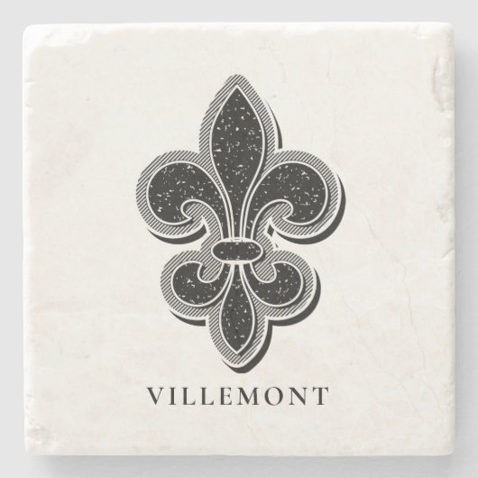 白黒（紋章の）フラ・ダ・リ ストーンコースター (正面)