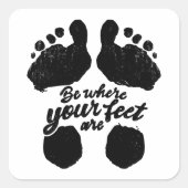 白黒「自分の足の場所」プリント スクエアシール (正面)