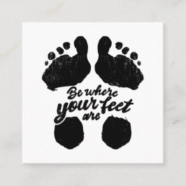 白黒「自分の足の場所」プリント スクエア名刺