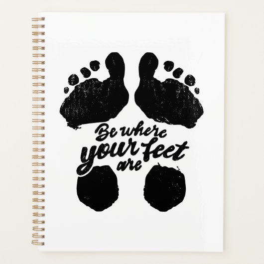 白黒「自分の足の場所」プリント プランナー手帳 (正面)