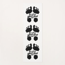白黒「自分の足の場所」プリント ヨガマット