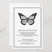 白黒 |蝶 | 結婚s 招待状 (正面/裏面)