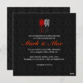 白黒&赤の同性カップルの結婚式の招待 招待状 (正面/裏面)
