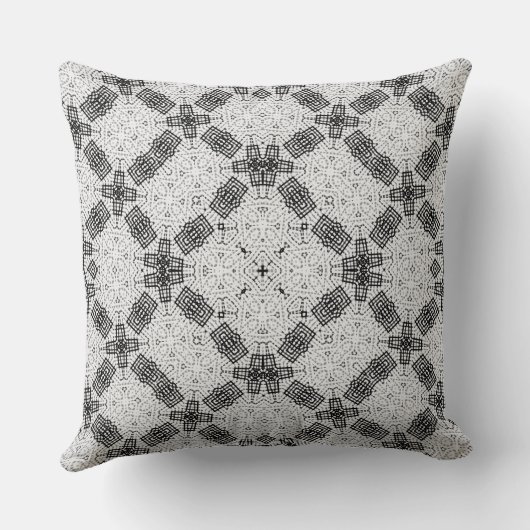 白黒,透かし,幾何学模様,レース模様 クッション (裏面)