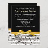 白黒&金ゴールドイエローミュージカルのリサイタル 招待状 (正面/裏面)