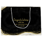 白黒&金ゴールドゲードおめでとう結婚の ラージペーパーバッグ (裏面)