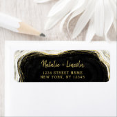 白黒&金ゴールドゲ結婚ード差出人住所 ラベル (インサイチュ)