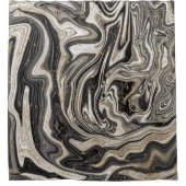 白黒&金ゴールドシックスワールモダン抽象芸術 シャワーカーテン (正面)