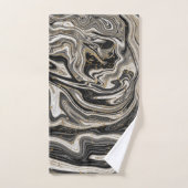 白黒&金ゴールドシックスワールモダン抽象芸術 バスタオルセット (ハンドタオル)