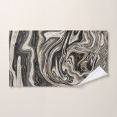 白黒&金ゴールドシックスワールモダン抽象芸術 バスタオルセット (ハンドタオル)