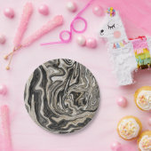 白黒&金ゴールドシックスワール結婚ズ ペーパープレート (パーティー)