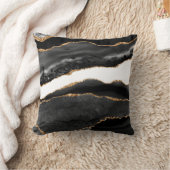 白黒&金ゴールドシックモダン抽象芸術Th クッション (ブランケット)