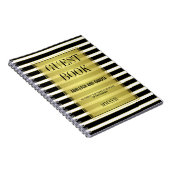 白黒&金ゴールドストライプズ結婚ゲストブック ノートブック (右側)