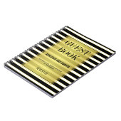 白黒&金ゴールドストライプズ結婚ゲストブック ノートブック (左側)