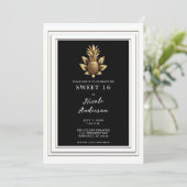 白黒&金ゴールドトロピカルパイナップルスウィート16 招待状 (スタンド正面)