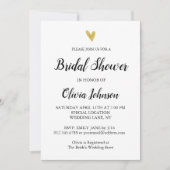 白黒 |金ゴールドハートブライダルシャワー 招待状 (正面)