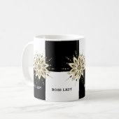 白黒&金ゴールドマンダラボスレディデザイン コーヒーマグカップ (正面左)