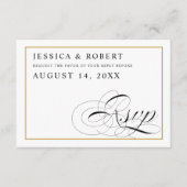 白黒(金ゴールド付き結婚) 出欠カード (正面)