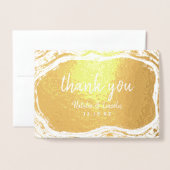 白黒&金ゴールドGeodeありがとう結婚の写真 箔カード (封筒付き正面)