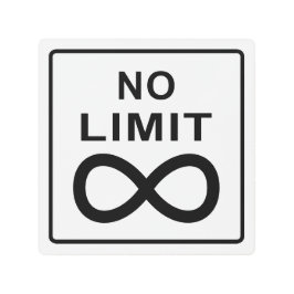白黒"限界無し"の制限速度の印 メタルプリント