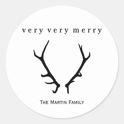 白黒:非常に〔雄ジカの〕枝角とメリーして ラウンドシール (正面)