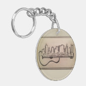 白黒"音響のスカイライン" Keychain キーホルダー (正面左)