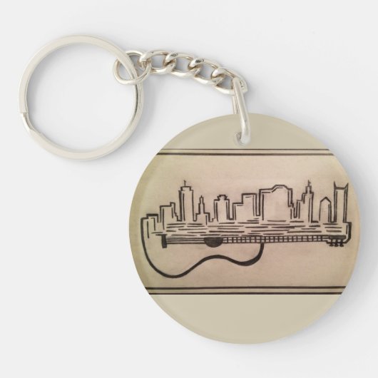 白黒"音響のスカイライン" Keychain キーホルダー (正面)