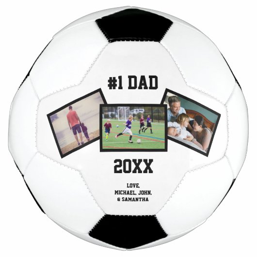 白黒#1パパ3 Photo Father's Day サッカーボール (正面)