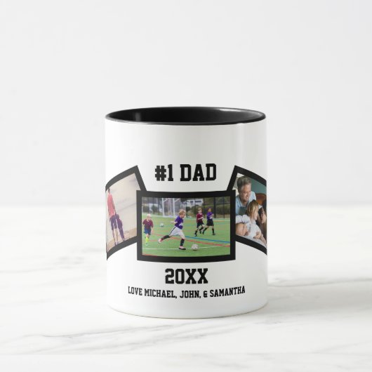 白黒#1パパ3 Photo Father's Day マグカップ (中央)