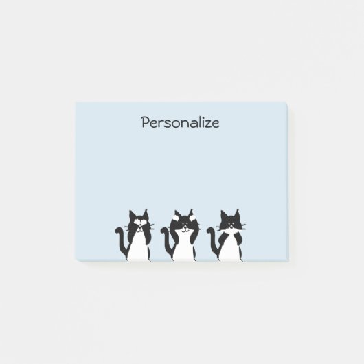 白黒 | 3つの猫ちゃん ポストイット (正面)