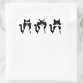 白黒 | 3つの猫ちゃん 楕円形シール (バッグ)