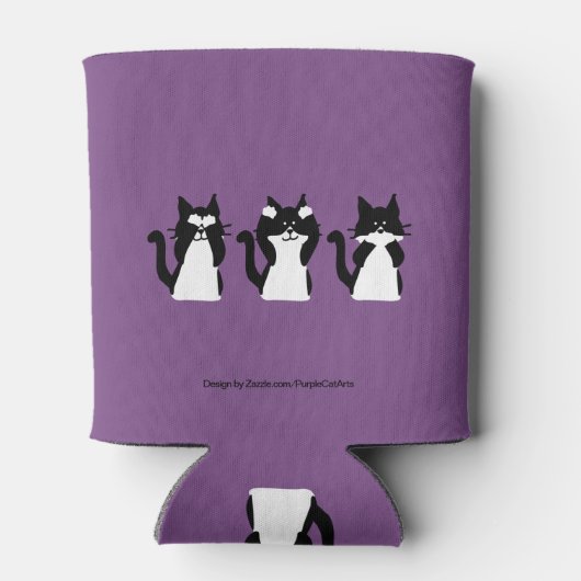 白黒 | 3つの猫ちゃん 缶クーラー (裏面)