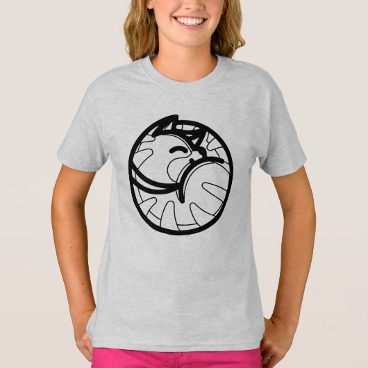 白黒#45 - Cat Sleeping V01 Tシャツ (正面)