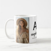 白黒- 5フォトコラージュ – モダン Monogram コーヒーマグカップ (左)