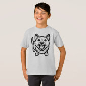 白黒#60 – ボールを持つ犬 Tシャツ (正面フル)