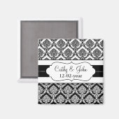 "白黒"damask日付マグネットを保存 マグネット (正面/裏面)