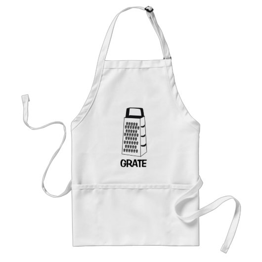 白黒"GRATE"キッチンクリップアートデザイン- スタンダードエプロン (正面)