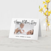 白黒 | Happy Mother's Dayフォトカード カード (黄色い花)