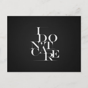 白黒「I Do Not」気にタイポグラフィデザイン ポストカード