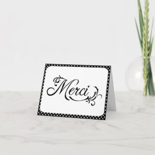 白黒"Merci"カードありがとう サンキューカード