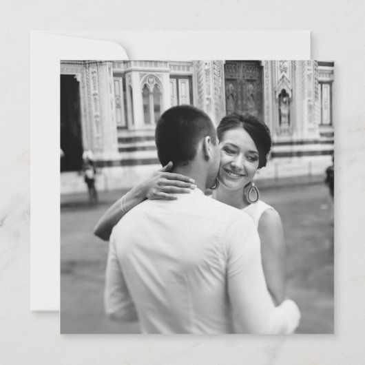 白黒 | QRコードと写真の誓いの更新 招待状 (裏面)