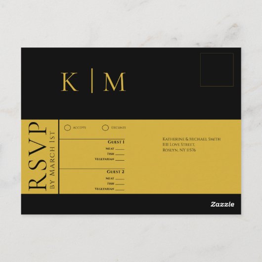 白黒 – RSVP-結婚s- ポストカード (裏面)
