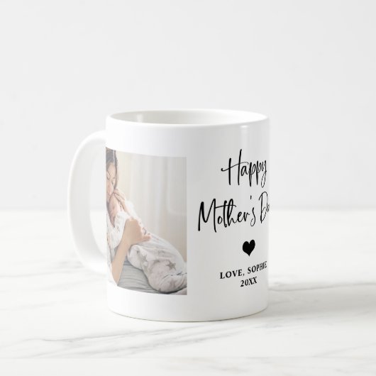 白黒 | Two Photo Happy Mother's Day コーヒーマグカップ (正面左)