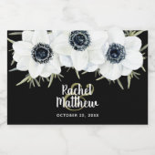 白黒Anemonesフローラ水彩ミニ スパークリングワインラベル (シングルラベル)