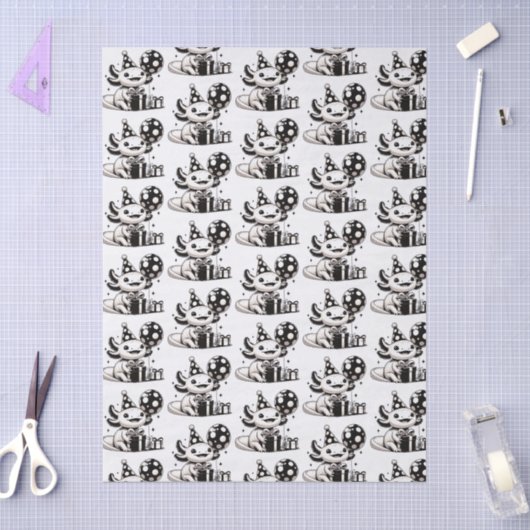白黒Axolotls誕生日 薄葉紙 (クラフト)