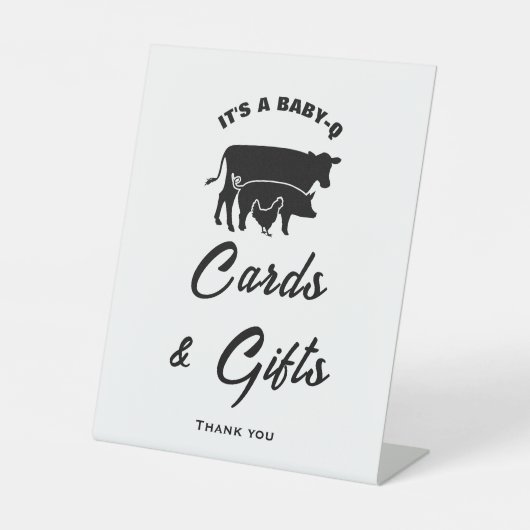 白黒BabyQベビーシャワーカード&ギフトサイン 台座サイン (正面)