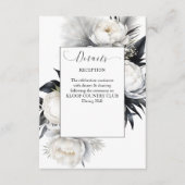 白黒bohoエレガントな結婚式詳細 エンクロージャーカード (正面)